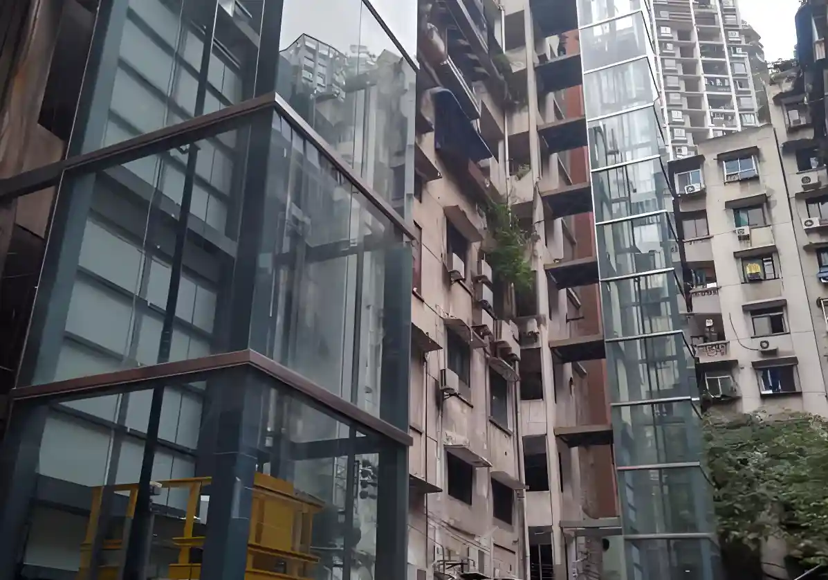 河南老旧小区加装外挂井道电梯项目实景 - 众刻电梯案例